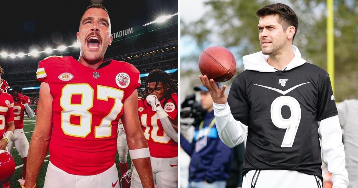 Travis Kelce criticized Baltimore Ravens' Justin Tucker on the 'New Heights' podcast (@killatrav, @jtuck9/Instagram)