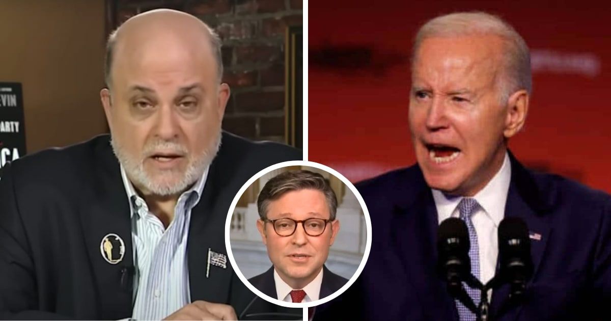 Mark Levin's criticism comes after Speaker Mike Johnson refuted Joe Biden's claim that he has exhausted his authority in addressing the situation (Getty Images)