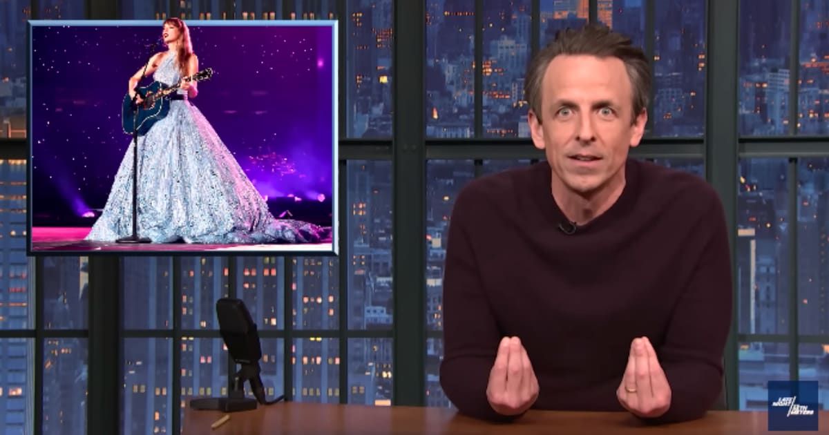 Seth Meyers slammed conservatives’ meltdown over Taylor Swift is 'easily their most deranged' (@LateNightSeth/Youtube)