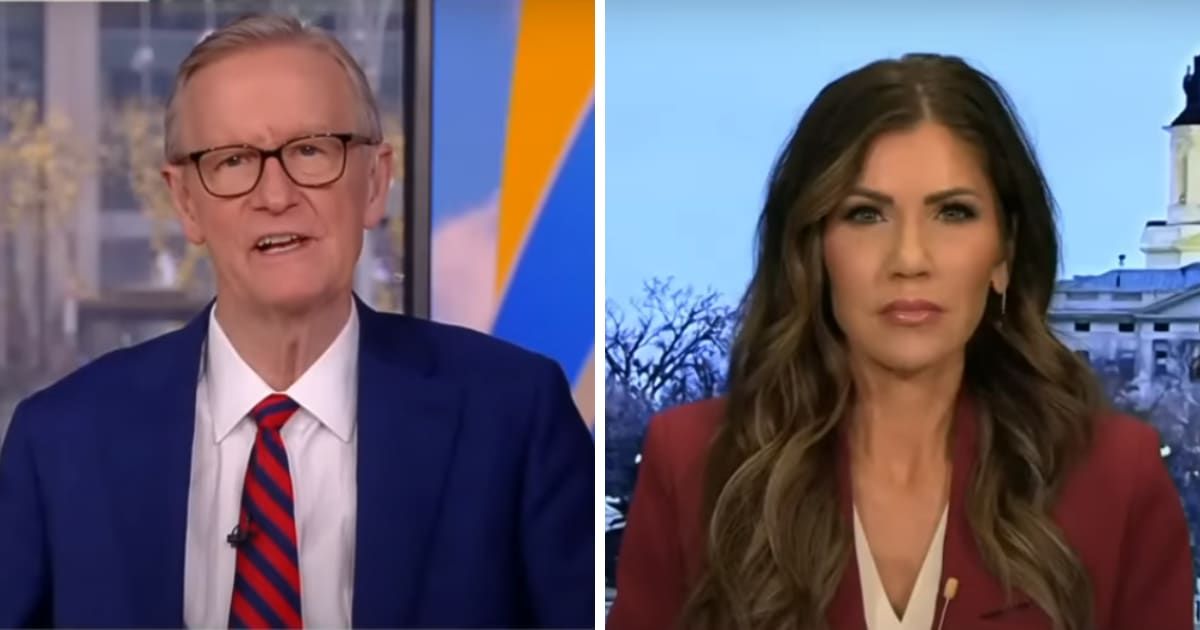 Steve Doocy with Gov Kristi Noem on the January 31, 2024 episode of 'Fox & Friends' (Screengrab/Fox News) 