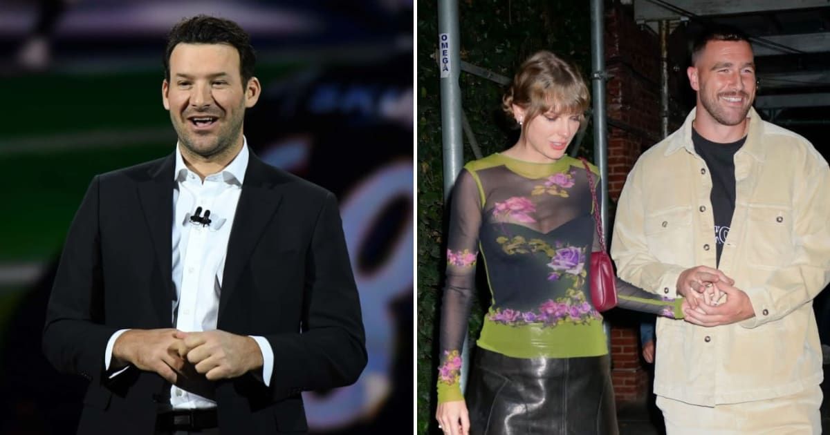 Tony Romo called a 'biased jerk' after he reveals that addressing Taylor Swift as Travis Kelce's 'wife' was a joke (GettyImages, GCImages)