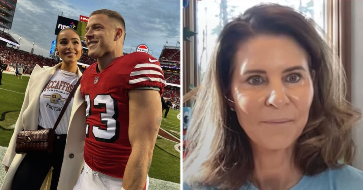 Olivia Culpo's fiance Christian McCaffrey is set to play the Super Bowl on February 10 (screengrab/YouTube/YourMom, @oliviaculpo/Instagram)