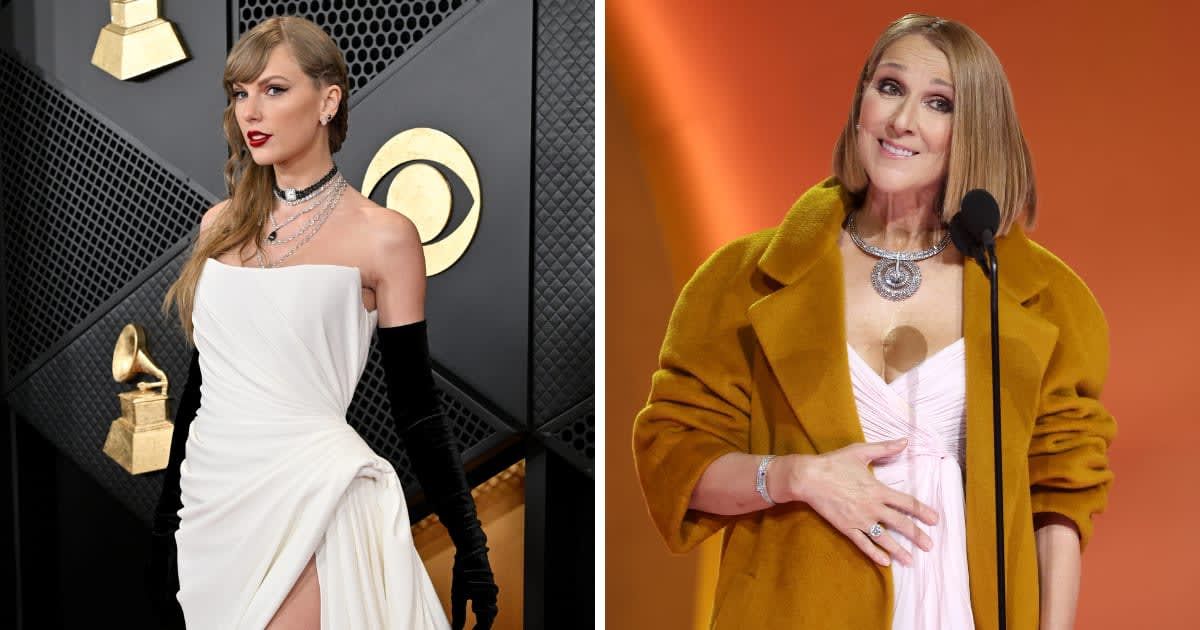 Taylor Swift found herself embroiled in a controversy after viewers accused her of ignoring presenter Celine Dion during her acceptance speech at the Grammys 2024 (Getty Images)