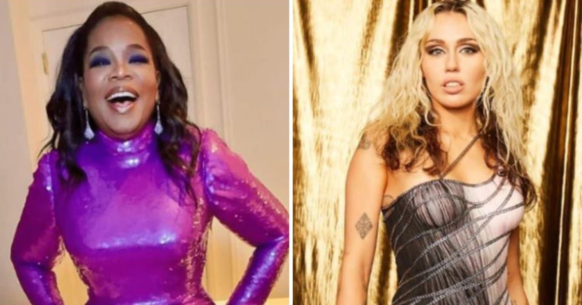 Oprah Winfrey attended the Grammys and seemed excited to see Miley Cyrus perform (@mileycyrus, @oprah/Instagram)
