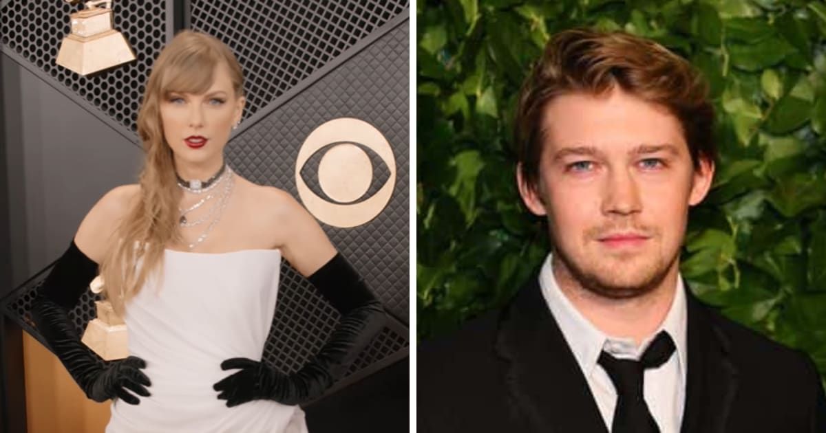 The meaning behind Taylor Swift's bridal white Grammys gown might involve her ex Joe Alwyn (@recordingacademy/Instagram, Getty Images)