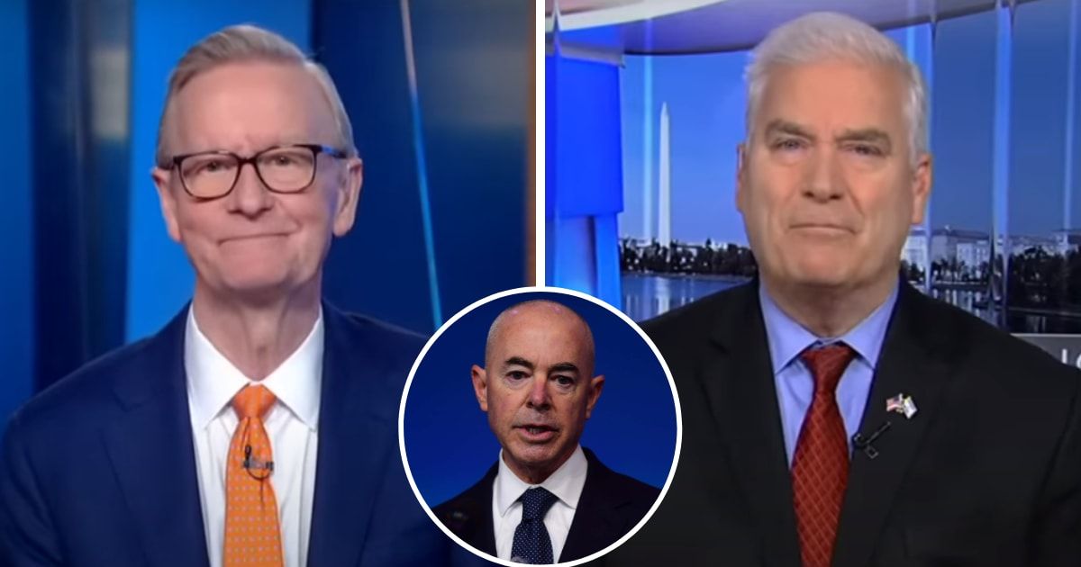 Steve Doocy and Tom Emmer discuss the possible impeachment of Alejandro Mayorkas on the February 6, 2024 episode of 'Fox & Friends' (Screengrab/Fox News)