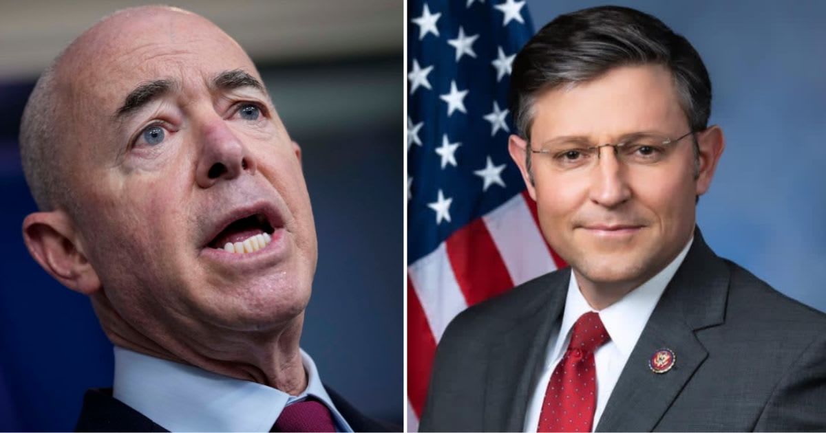 House Speaker Mike Johnson made a desperate attempt to impeach Alejandro Mayorkas (Getty Images, Speaker Mike Johnson/Facebook)