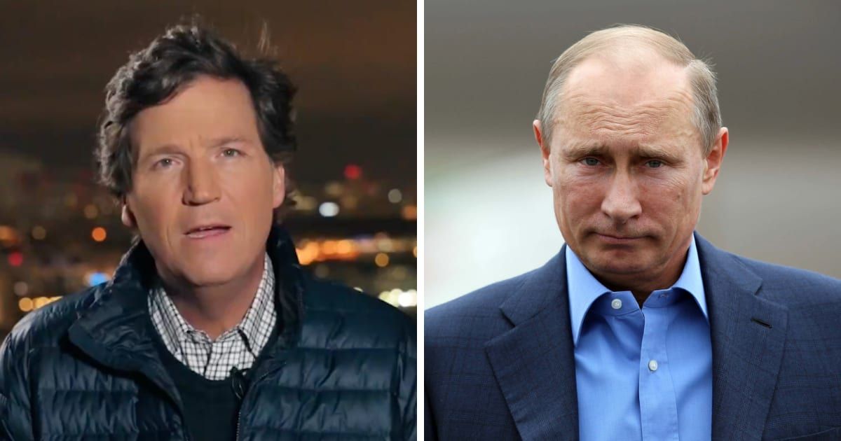 Carlson claims the sit-down with Putin is necessary to inform poorly educated Americans about ongoing Ukraine conflict (Tucker Carlson/X, Getty Images)