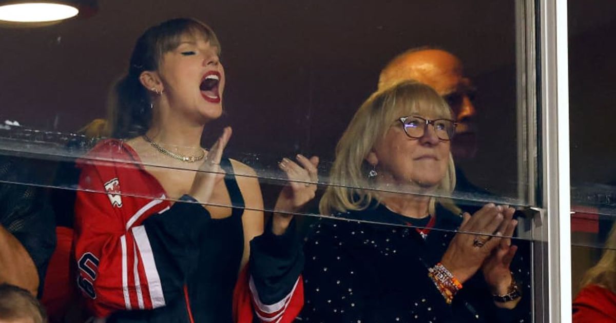 Donna Kelce has a feeling she won't be sitting next to Taylor Swift to support her son Travis Kelce during the Super Bowl (David Eulitt/Getty Images)