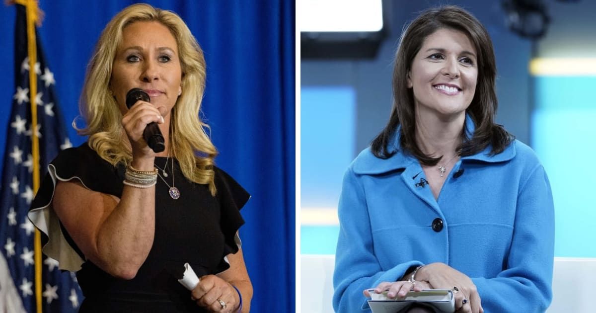 Marjorie Taylor greene asks Nikki Haley to drop out after she was denied her first victory (Getty Images)