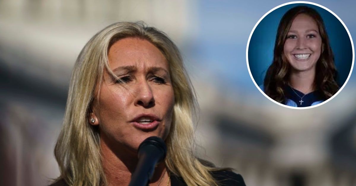 Marjorie Taylor Greene tweeted about helping daughter Taylor Greene become a national softball player on February 7, 2024 (Getty Images, goheels.com)