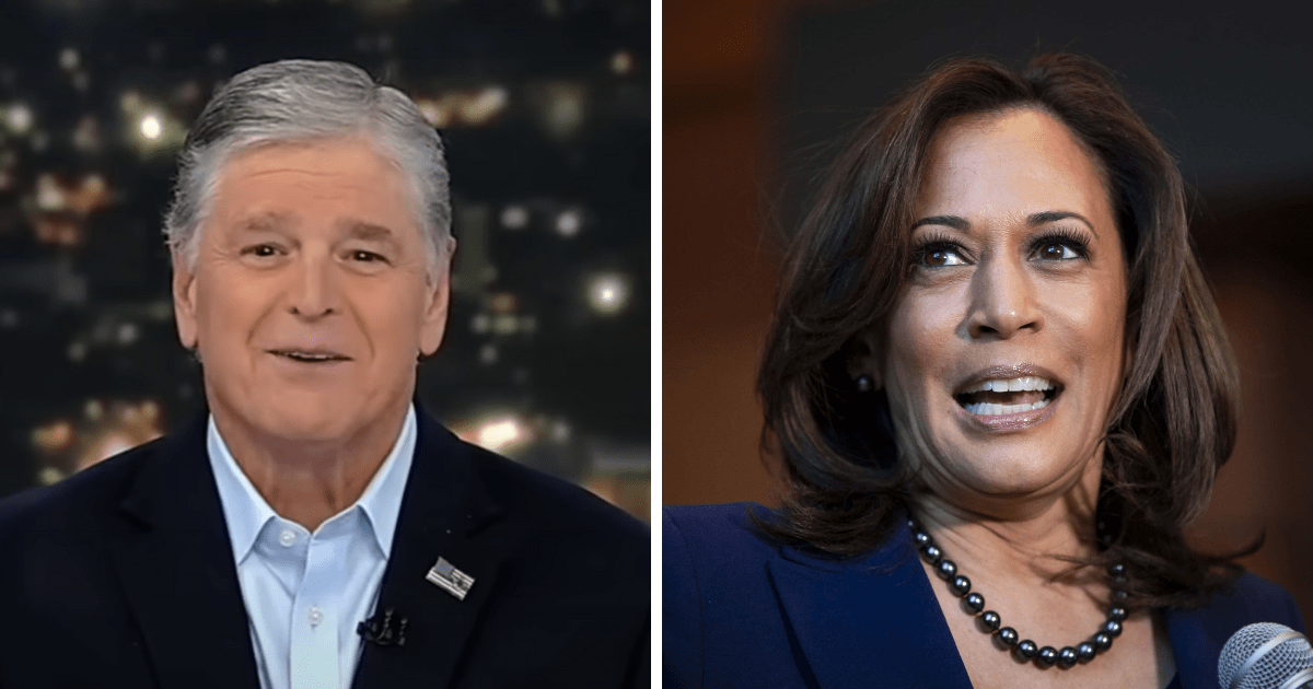 Fox News anchor Sean Hannity shared Kamala Harris's dipping poll numbers (Fox News/YouTube, Getty Images)