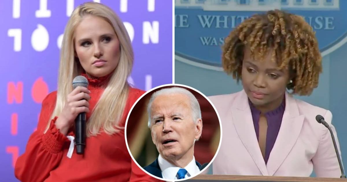 Tomi Lahren called out Karine Jean-Pierre for avoiding questions about Joe Biden's mental health (Getty Images, Twitter)