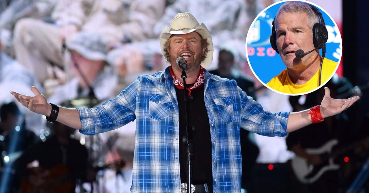 Brett Favre opened up about his last conversation with friend Toby Keith who died of stomach cancer on Monday, February 5 (Getty Images)