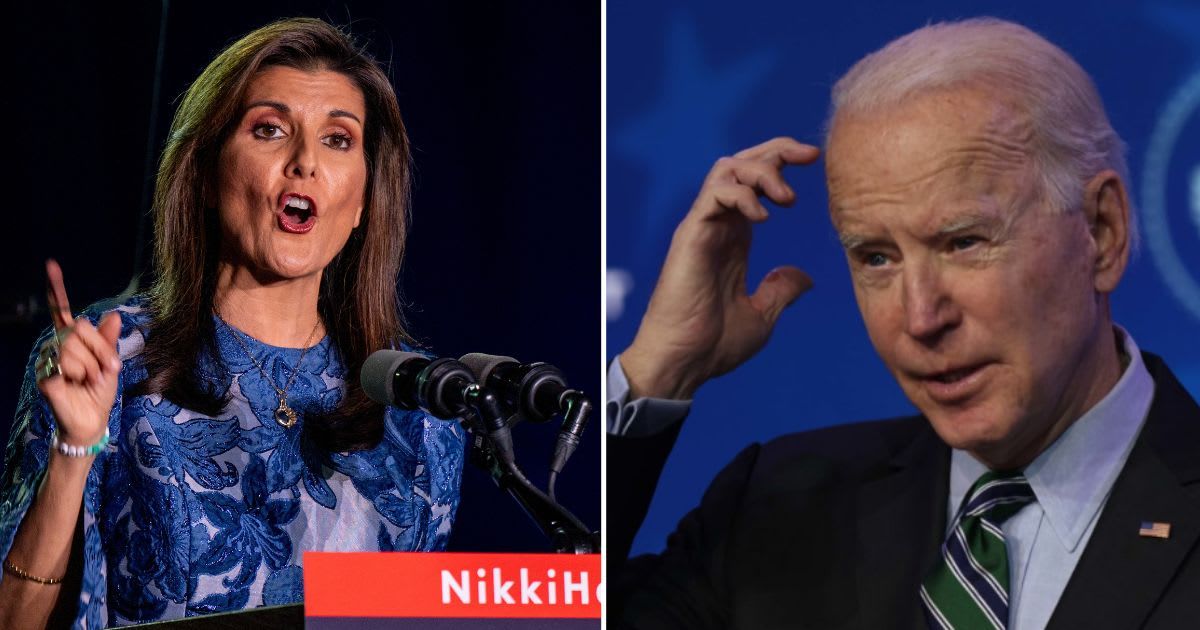 Republican presidential hopeful Nikki Haley reiterates her call for President Joe Biden to take a mental competency test (Getty Images)