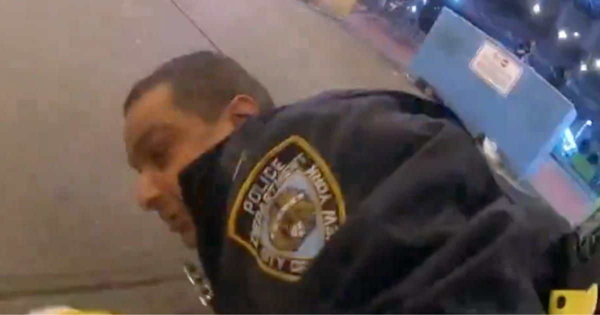 The footage comes from two overhead security cameras and the body cameras of the attacked officers (End Wokeness/X)