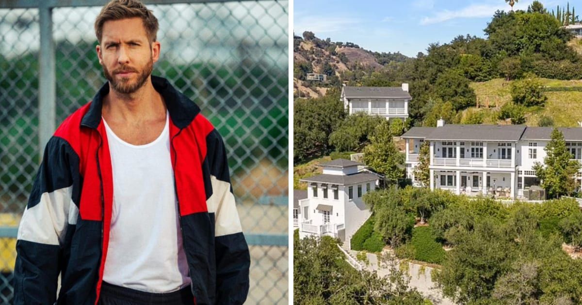 Smoke could be seen emanating from the roof of Calvin Harris' hillside mansion (Calvin Harris/Instagram, Douglas Elliman Reality/Website)