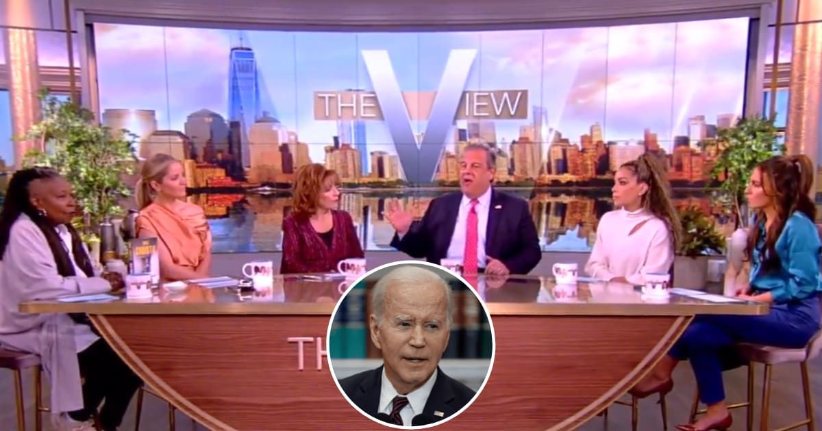 Chris Christie discusses Joe Biden's presidential run with the co-hosts on the February 8, 2024 episode of 'The View' (Screengrab/The View/X, Getty Images)