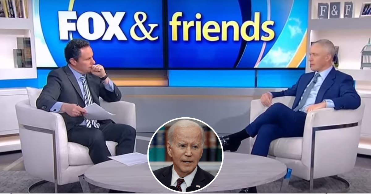 Brian Kilmeade and Harold Ford Jr discuss Joe Biden on the February 9, 2024 episode of 'Fox & Friends' (Screengrab/Fox News, Getty Images)