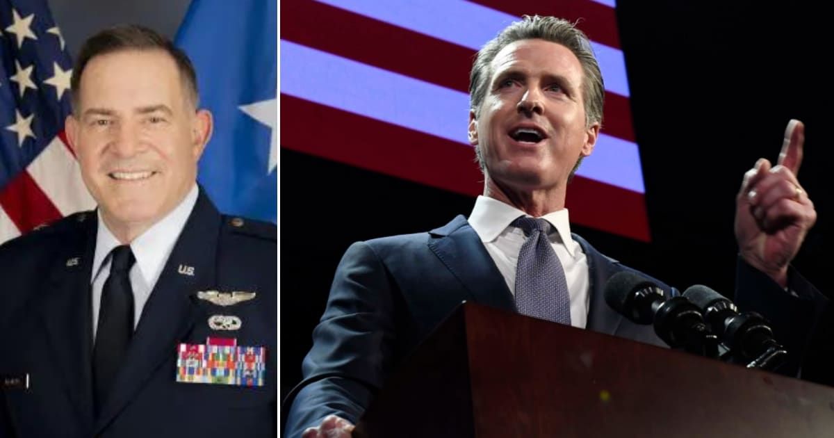 Retired Brigadier General Jeffrey Magram has taken legal action against Democrat California Governor Gavin Newsom (National Guard, Getty Images)