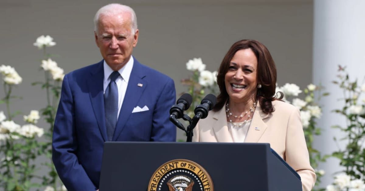 Joe Biden was actively involved in the US response to the Hamas attack on Israel, Kamala Harris asserted (Getty Images)