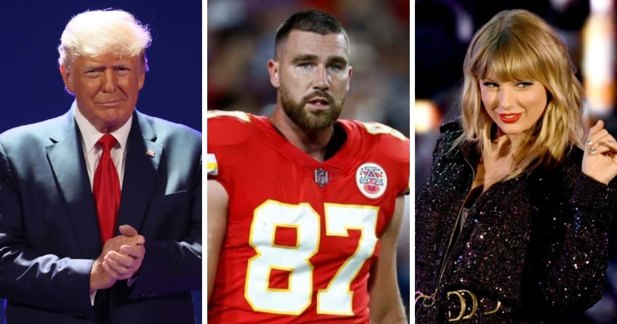 Donald Trump took digs at Travis Kelce and Taylor Swift ahead of Super Bowl LVIII (Getty Images)