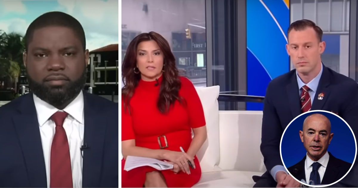 Bryan Donalds discusses the impeachment of Alejandro Mayorkas with co-hosts Rachel Campos and Joey Jones on the February 11 episode of 'Fox & Friends' (Screengrab/Fox News, Getty Images)