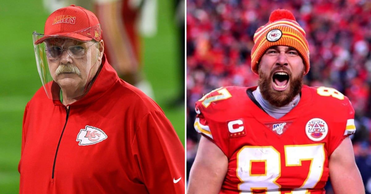 Andy Reid laughs off incident involving shoving by Travis Kelce at the Super Bowl (Getty Images)