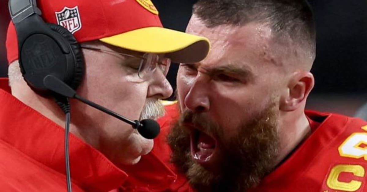  Travis Kelce got in sideline confrontation with coach Andy Reid at Super Bowl (CBS)