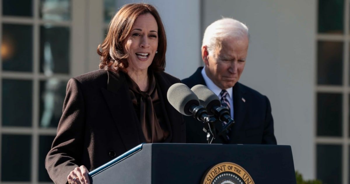 Vice President Kamala Harris delivers remarks alongside President Joe Biden in the Rose Garden of the White House on March 29, 2022, in Washington, DC (Anna Moneymaker/Getty Images)