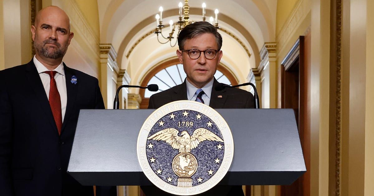 House Speaker Mike Johnson (R-La) declared on Monday, February 12, that the House would not vote on a Senate foreign aid package (Chip Somodevilla/Getty Images)