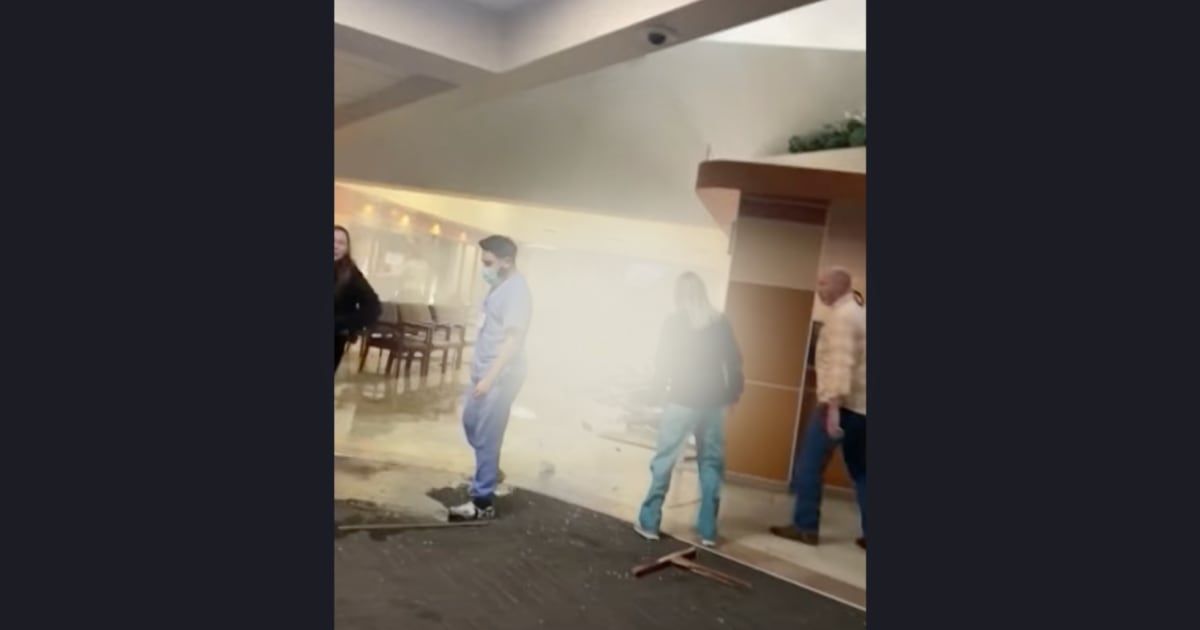 St David's North Austin Medical Center emergency room filled with smoke after a car rammed into it (KVUE/YouTube)