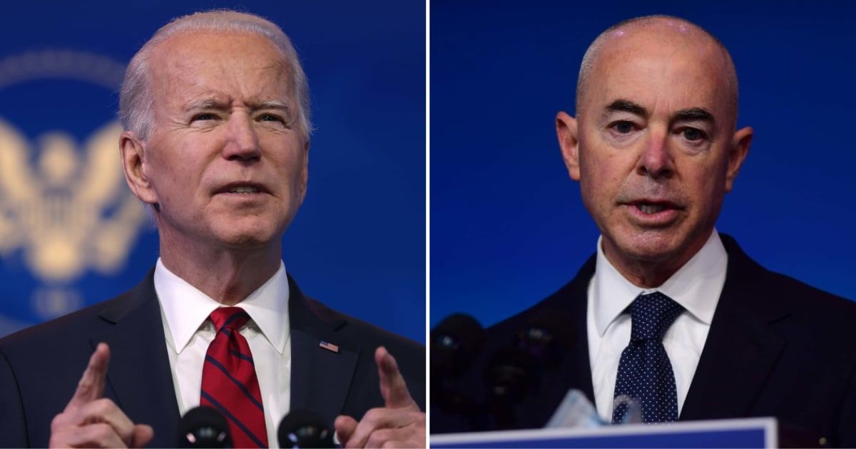 Joe Biden praised Alejandro Mayorkas for his 'integrity' in a statement issued by the White House (Getty Images)