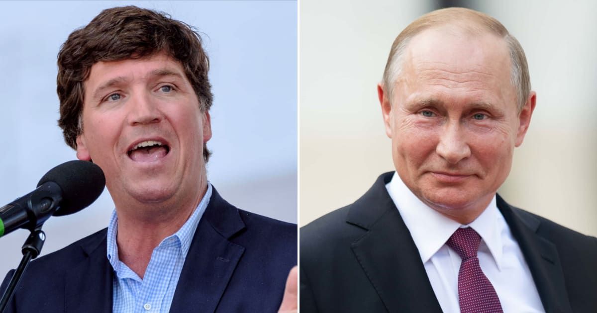 Russian President Vladimir Putin says he was surprised by a lack of sharp questions from television host Tucker Carlson (Getty Images)