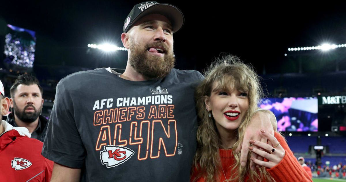 Travis Kelce expressed delight over Taylor Swift's viral beer-chugging moment at the 2024 Super Bowl (Patrick Smith/Getty Images)