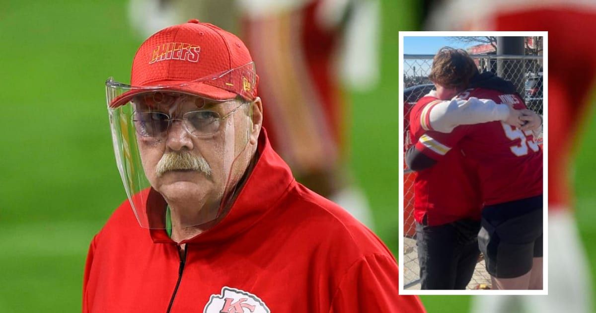 Kansas City Chiefs coach Andy Reid comforted a teenager after shooting during Super Bowl parade (Getty Images, Kansas City Star/ Screengrab)