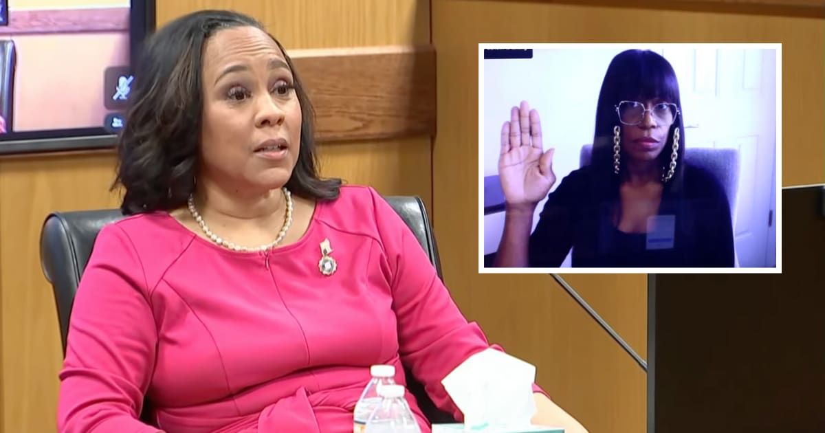 Robin Bryant-Yeartie (inset), a friend of Fani Willis (L), testified that she witnessed her engaging in romantic behavior with lead prosecutor Nathan Wade in 2019 (YouTube/11Alive)