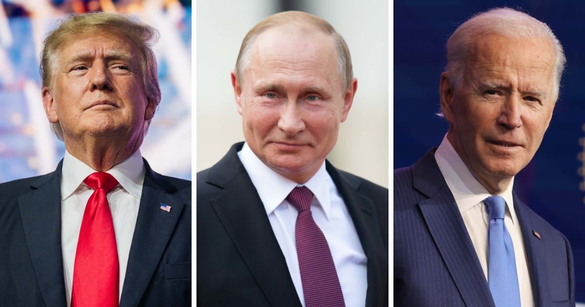 Donald Trump sees Russian President Vladimir Putin's preference for Joe Biden to win a second term as a 'great compliment' (Getty Images)