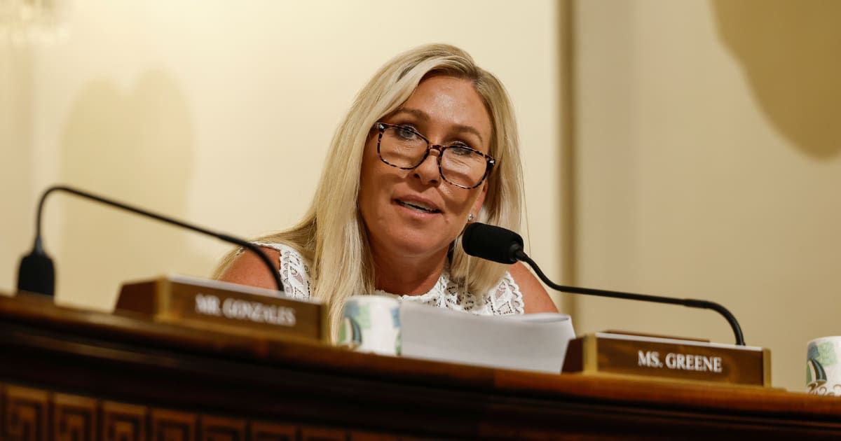 During a House oversight committee meeting, Rep. Marjorie Taylor Greene questioned the effectiveness of COVID-19 vaccines (Anna Moneymaker/Getty Images)