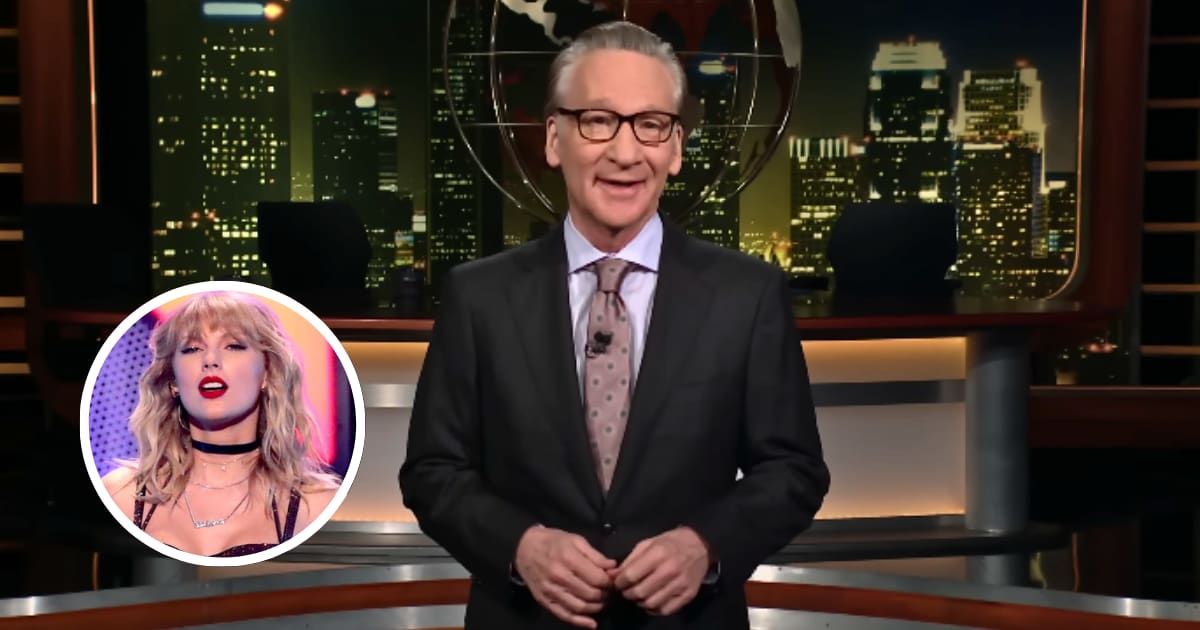 During his monologue on the latest episode of 'Real Time' on February 17, Bill Maher brought up Taylor Swift's influence, humorously quipping that she "won the Super Bowl"(@RealTime/Youtube)