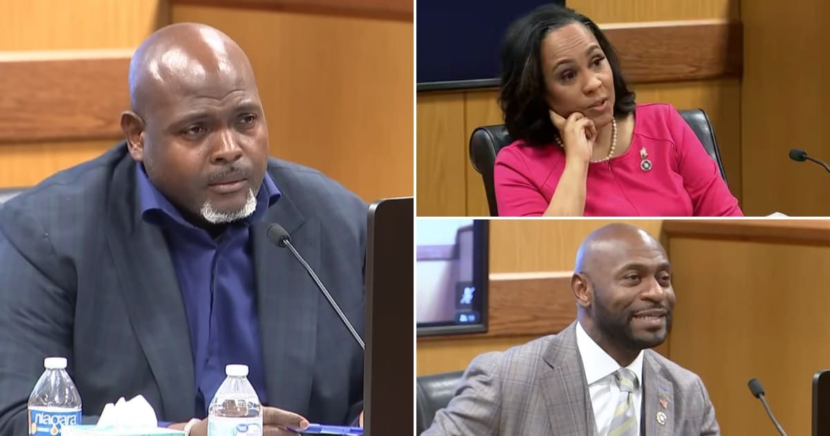 Terrence Bradley (L) was presented as a 'star witness' during the Fani Willis (R-Top) and Nathan Wade (R-Bottom) hearing (YouTube/11Alive)