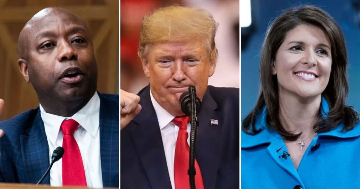 Several people on the internet trolled Tim Scott after he defended Trump and said the rhetoric in Haley's camp has gone 'further' (Getty Images)