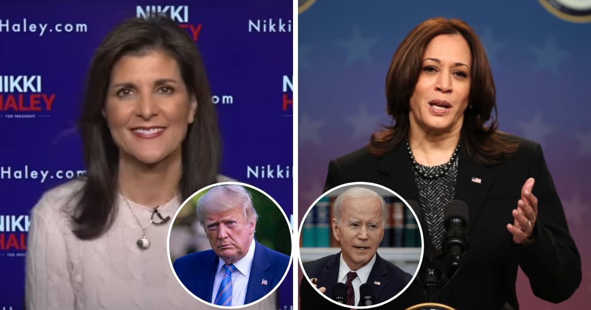 Nikki Haley claims either she or Kamala Harris would win the 2024 Presidential elections as Americans do not want a Donald Trump-Joe Biden rematch (Screengrab/Fox News, Getty Images)