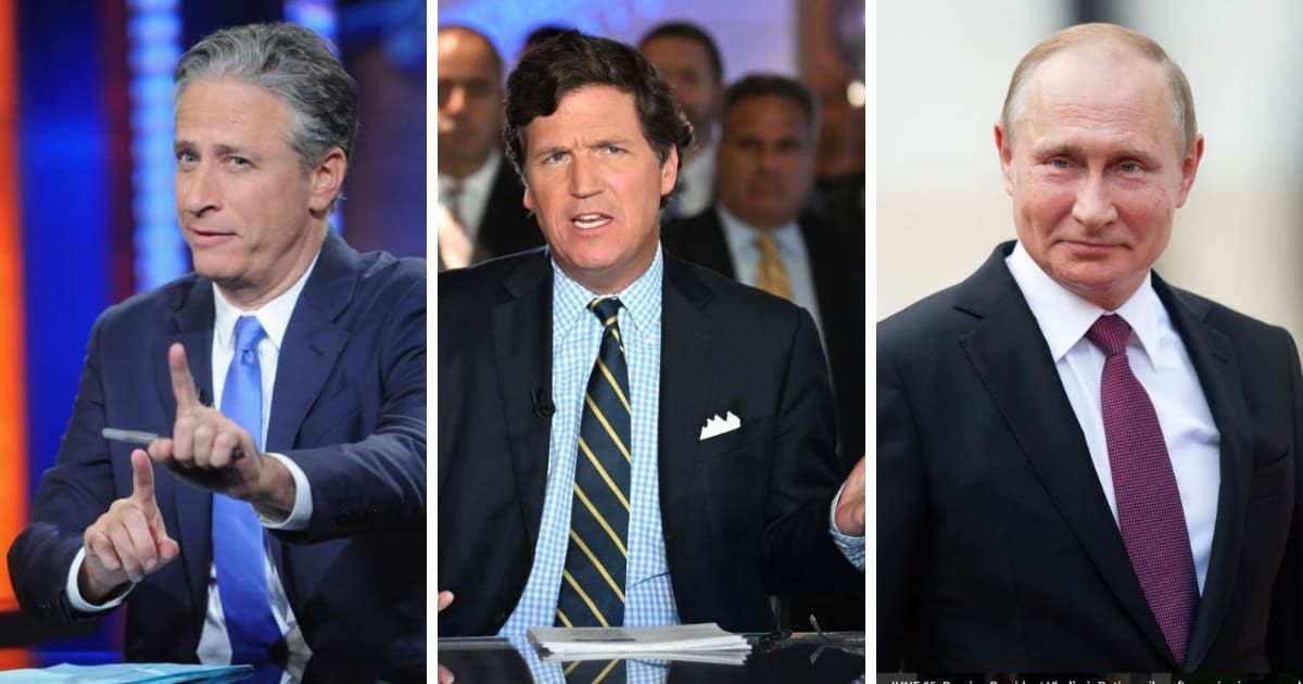 Jon Stewart, in a recent episode of 'The Daily Show,' critiqued Tucker Carlson's interview of Vladimir Putin and observations during a Russia trip (Getty Images)
