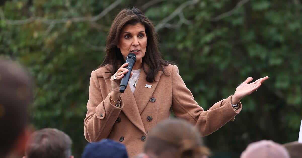 Nikki Haley speaks during a campaign event at the historic Robert Mills Courthouse on February 19, 2024, in Camden, South Carolina (Justin Sullivan/Getty Images)