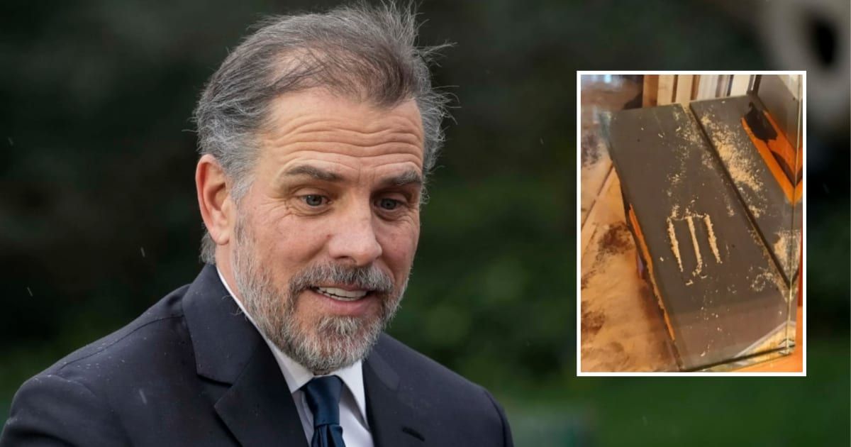Hunter Biden's attorneys say a photo (inset) filed as evidence actually depicts sawdust from a carpenter's shop sent to him by his former psychiatrist. (Getty Images, Special Counsel David Weiss)