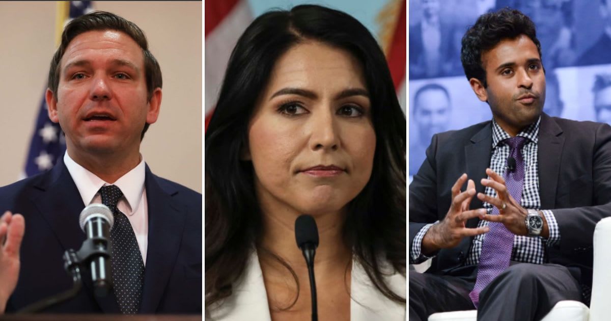 Donald Trump's proposed six-person VP shortlist includes Ron DeSantis, Vivek Ramaswamy, and former Democrat Tulsi Gabbard, among others (Getty Images)