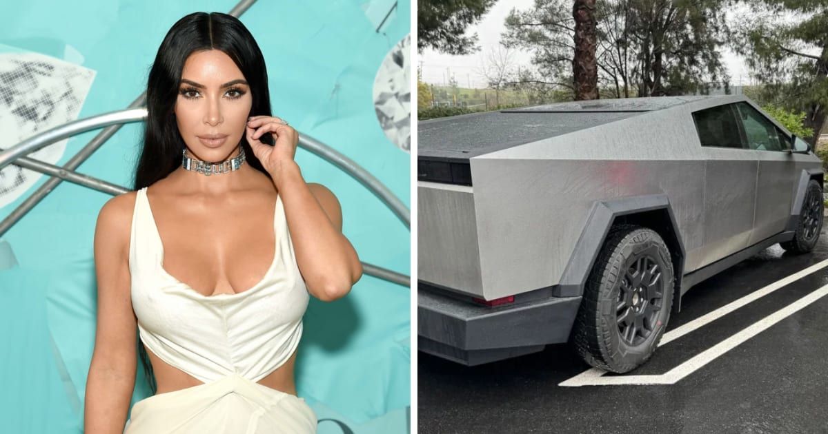 Kim Kardashian took to Instagram to show off her Tesla Cybertruck (Getty Images, @kimkardashian/Instagram)