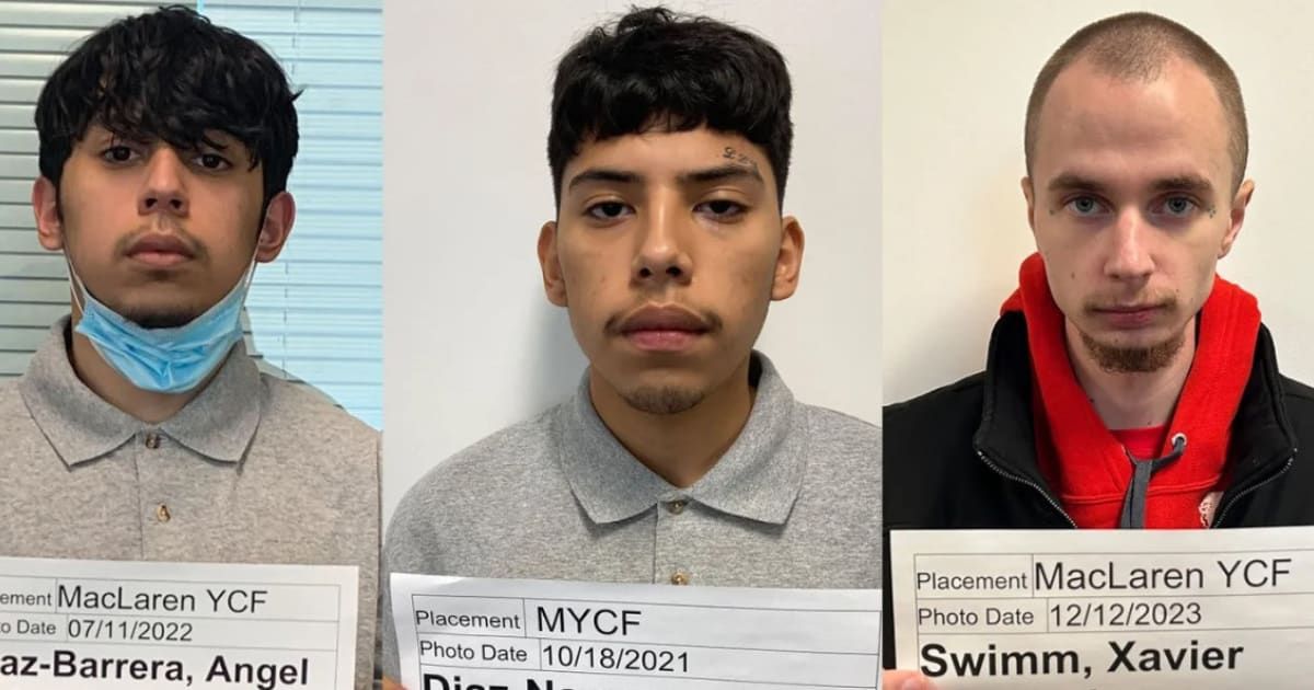 Three teens, identified as Angel Diaz-Barrera, Julian Diaz-Navarro, and Xavier Swimm, have escaped a youth correctional faciltiy in Oregon (Oregon Youth Authority)