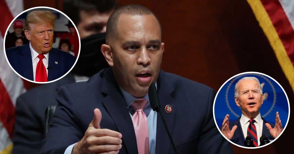 Hakeem Jeffries voiced concerns about a growing pro-Putin faction within the GOP, led by Donald Trump (Fox news/Getty)